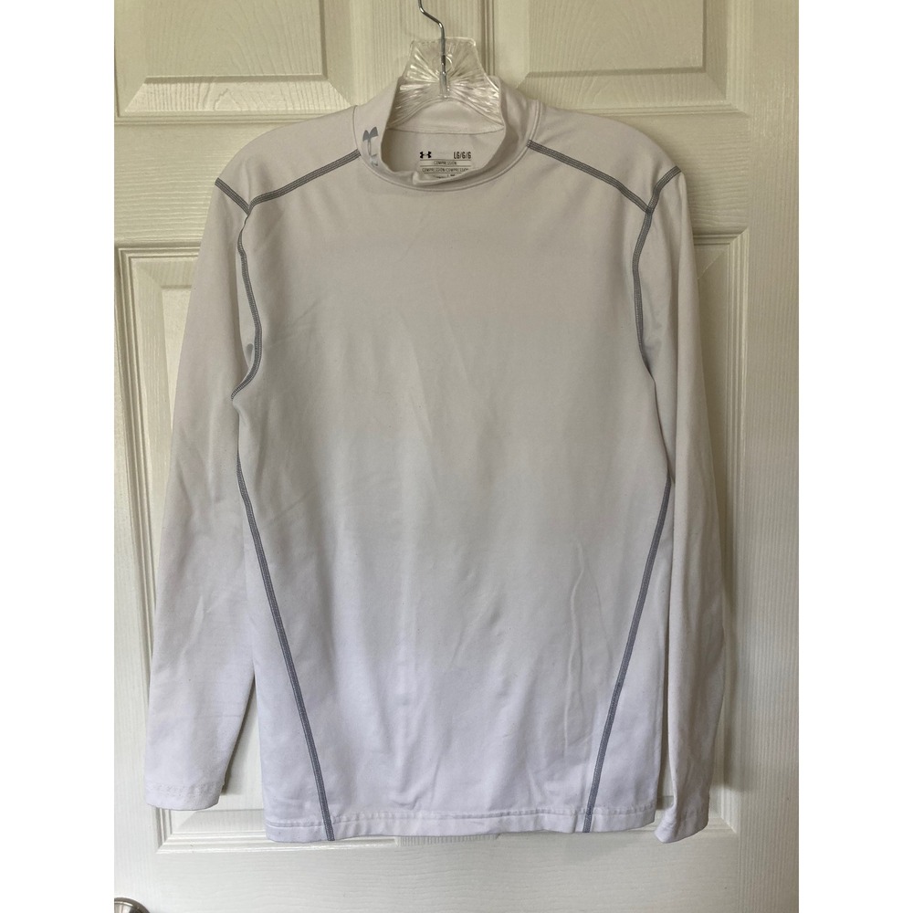 Under Armour ColdGear Compression Shirt Mens Large White LS Mock Neck Athleisure